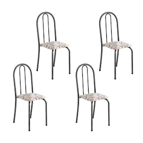 Kit 4 Cadeiras Tubular89x37x42 Cm Ane B Arabesco/ Mart Prata