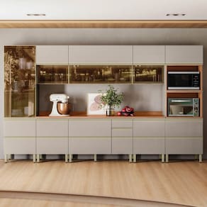 Cozinha Completa 8 Peças 100% Mdf Proença Nogueira/Nude Prime