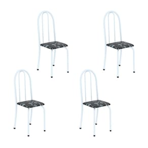 Kit 4 Cadeiras Tubular 96x36x41 Cm Iris B Preto/ Branco
