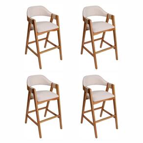 Conjunto 4 Banquetas em Madeira Maciça Bélgica Espresso Móveis Imbuia/Off White