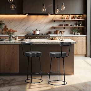 Conjunto 2 Banquetas Alta com Encosto para Cozinha Miami Preto