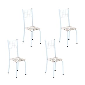 Kit 4 Cadeiras Tubular 95x37x40 Cm Dany Arabesco/ Branco