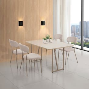 Conjunto Sala de Jantar com 4 Cadeiras Betina Champagne / Bege / Off White
