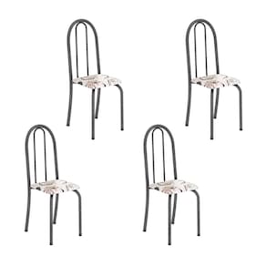 Kit 4 Cadeiras Tubular 96x36x41 Cm Iris B Arabesco/ Mart Prata