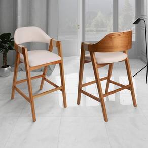 Conjunto 2 Banquetas em Madeira Maciça Bélgica Espresso Móveis Imbuia/Off White