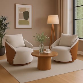 Poltrona para Sala de Estar 74cm X 64cm Mabel Branco / Terracota
