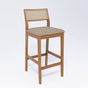Banqueta para Sala de Jantar em Madeira Maciça Oiti Madeira / Bege