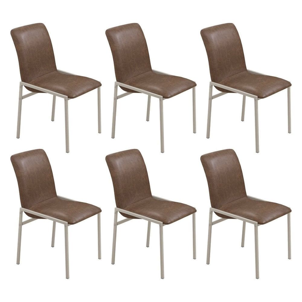 Cadeiras para Sala de Jantar 6 Unidades Premium Marrom / Champanhe