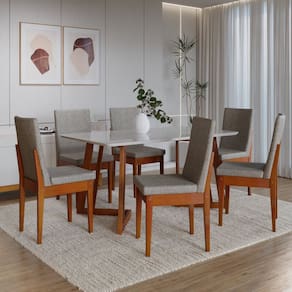 Conjunto para Sala de Jantar com 6 Cadeiras Dakota Caramelo