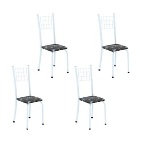 Kit 4 Cadeiras Tubular 95x37x40 Cm Dany Preto Floral / Branco