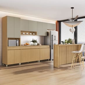 Cozinha Completa 7 Peças com Ilha Simone Mendes Carvalho/Greige