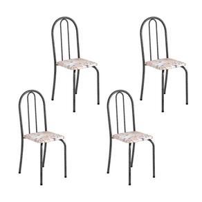 Kit 4 Cadeiras Tubular 89x37x42 Cm Ane B Botanic Bege / Mart Prata