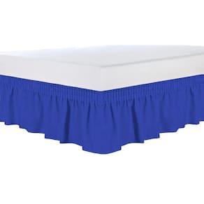 Saia Box C/Duplo Elástico P/Cama Casal Queen/King Azul Royal