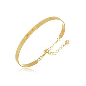 Pulseira Rigida Com Nome E Feixe Folheado Em Ouro 18K