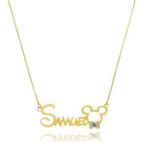 Colar Personalizado Nome Mickey E Miney Folheado Em Ouro 18K