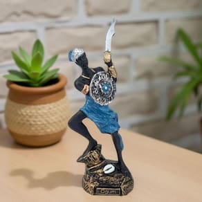 Imagem Ogum orixá estátua umbanda candomblé resina 15 cm