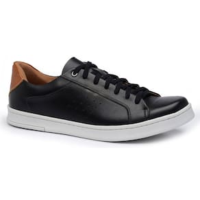 Sapatênis Masculino De Amarrar Couro Preto 2125-0106