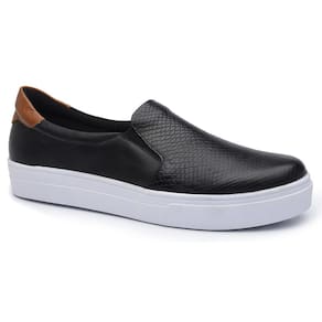 Sapatênis Feminino Calçar Bem Preto Com Caramelo 1981-0133