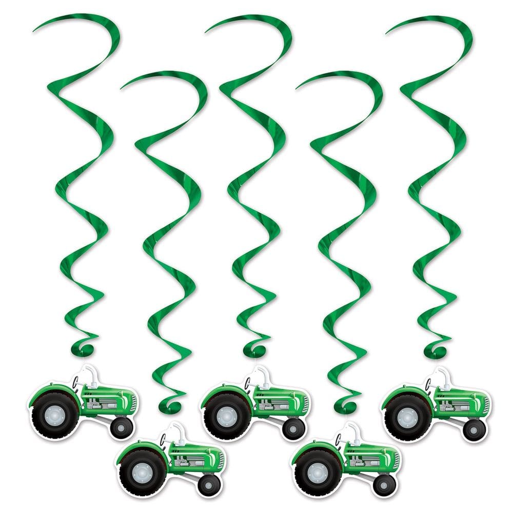Decorações para pendurar festas Beistle Tractor Whirls 5 unidades