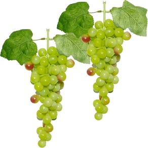 Kit 4 Cachos De Uva Verde Fruta Artificial De Silicone 32cm
