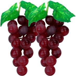 Kit 12 Cachos Uva Roxa Fruta Artificial De Silicone De 10cm