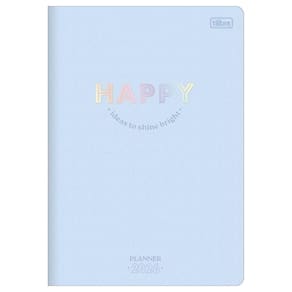 Planner Mensal 2026 Grampeado M7 Happy Azul Pastel Tilibra