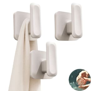 Kit 3 Ganchos Multiuso Porta Toalha de Parede Com Adesivo Bege - Eleve GPE100BGF Ou