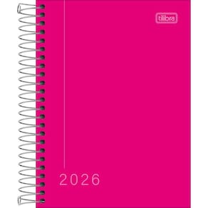 Agenda 2026 Espiral Diária Pepper Rosa Capa Dura Executiva 11,7 x 16,4cm M4 Tilibra