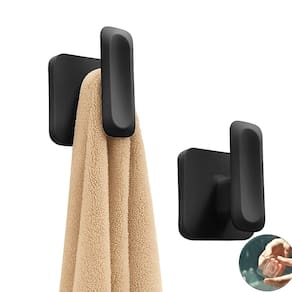 Kit 2 Ganchos Multiuso Porta Toalha de Parede Com Adesivo Preto - Eleve GPE100PTF Ou