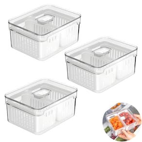 Kit 3 Organizador com Cesto Duplo Para Geladeira 2,2L Branco Natural - Clear Fresh OF650NT Ou