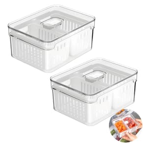 Kit 2 Organizador com Cesto Duplo Para Geladeira 2,2L Branco Natural - Clear Fresh OF650NT Ou