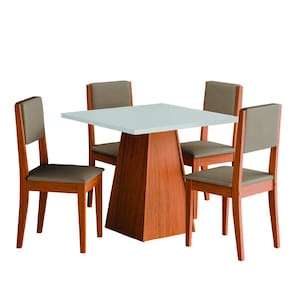 Conjunto Sala de Jantar Mesa Quadrada 0,90m 4 Cadeiras Trento Madeirado/Mascavo Dobuê