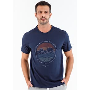 Camiseta Masculina Manga Curta Movimento Marinho Dark