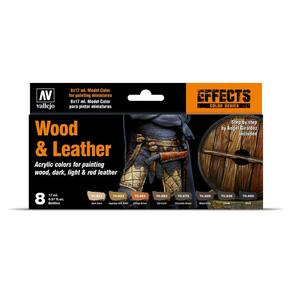Conjunto de pintura Vallejo Wood and Leather com garrafas de 17 mL