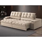 Sofá com Porta Copos e Carregador USB Ret Rec Luke 2,50m Linho Soft - NETSOFAS