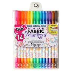 Marcadores de tecido Tulip Dual Tip, pacote com 14 para tecidos brancos