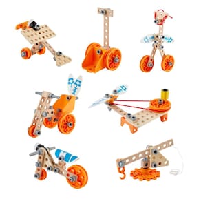 Brinquedo para construção civil Hape Junior Inventor Deluxe 57 unidades