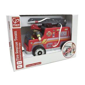 Fire Truck Playset Hape Fire Engine com boneco de ação e cachorro