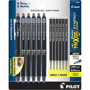 Caneta PILOT Frixion Synergy Clicker apagável de 0,5 mm, pacote com 6