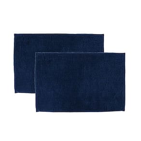 Kit 2 Tapetes Banheiro Antiderrapante Azul Escuro 58x38cm