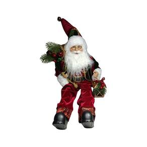 Papai Noel Natal Sentado Vermelho Verde 45cm Florarte