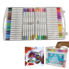 Canetinha Caneta Marcador 60 Cores Tinta Acrilica A prova De Agua Permanente Estojo Maleta Pintura Artesanato Escultura