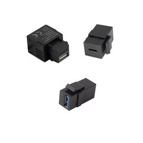 Kit Conector Tomada Keystone RJ45 CAT5 HDMI USB Transferencia Preto