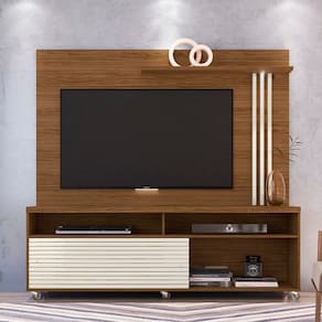 Rack Com Painel Frizz Naturalle/Off White - Madetec Móveis