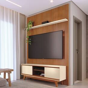 Rack Com Painel Milo Cinamomo/Off White - Madetec Móveis