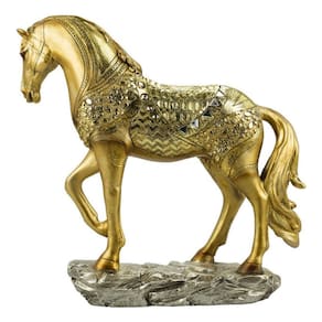 Enfeite Decoração Rack Cavalo Decorativo Dourado 28.5 Cm