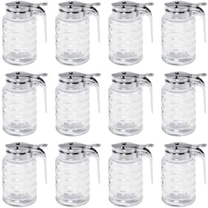 Kit 12 Meleiras de Vidro 6x12cm Pote Mel 150ml com Dosador Tampa Cromada Lyor