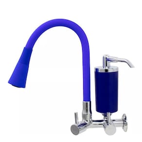 Torneira Filtro Cozinha Parede Cone Gourmet Azul Duplo Jato - Azul