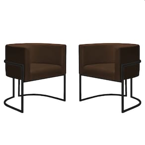 Kit 2 Poltronas Reforçadas Decorativa Sala Nayara Base Ferro Preto Suede