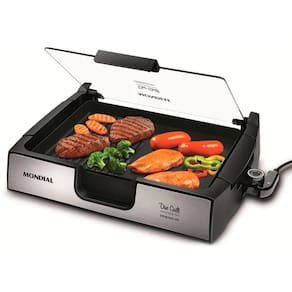 Chapa Mondial Due Grill Premium Preto/Inox 1270W 220V - G-10